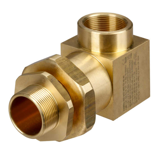 M32 Male x M32 Female EXD/EXE Brass Swivel 90° Elbow and Lockstop (Sold in 1's)