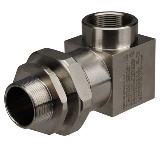 M32(M) x M32(F) EXD/EXE Plated Brass Swivel 90° Elbow and Lockstop (Sold in 1's)