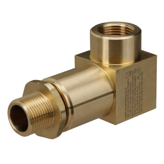 M20 Male x M20 Female EXD/EXE Brass Swivel 90° Elbow (Sold in 1's)