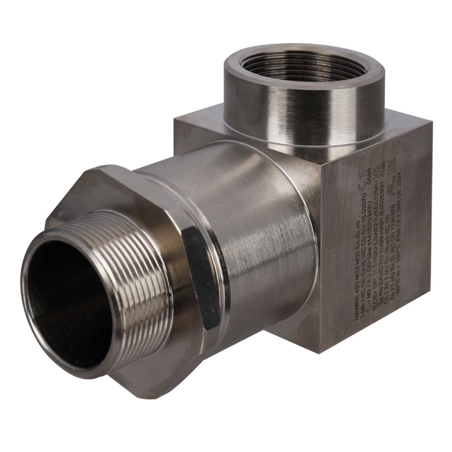 M32 Male x M32 Female EXD/EXE Nickel Plated Brass Swivel 90° Elbow (Sold in 1's)