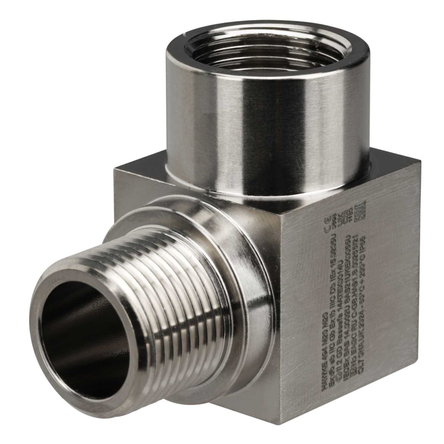 M20 Male x M20 Female EXD/EXE Nickel Plated Brass Fixed 90° Elbow (Sold in 1's)