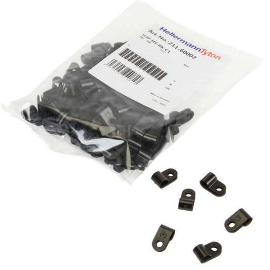 Hellermann 6.5mm Plastic P Clips Black (Pack of 100)