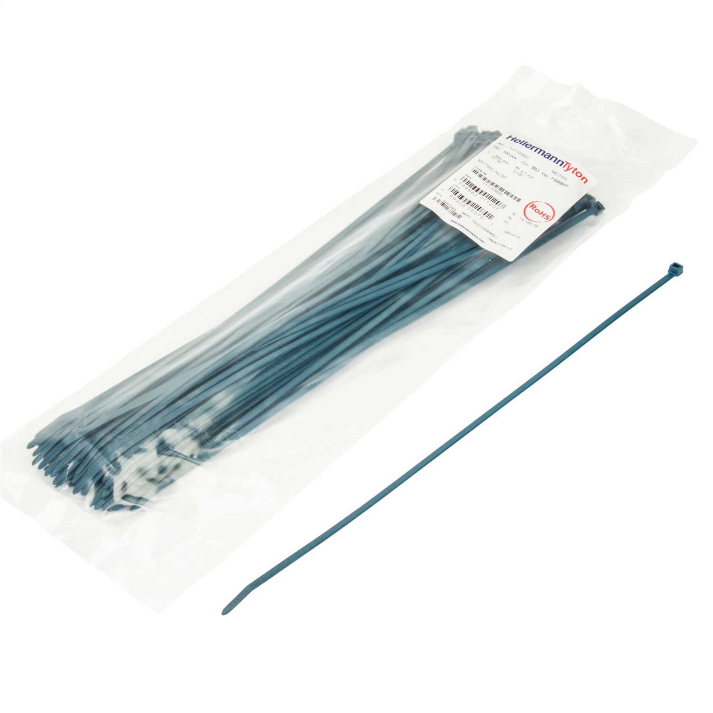 Hellermann 202mm x 4.6mm Cable Ties Blue (Pack of 100)