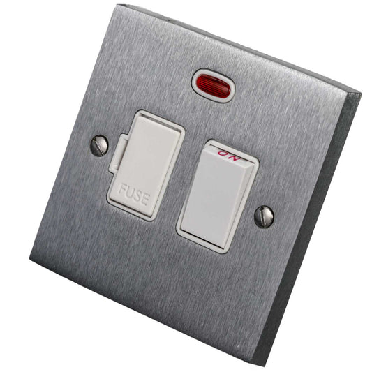 Heritage Brass 13A Switched Fused Spur with Neon White Insert Satin Chrome