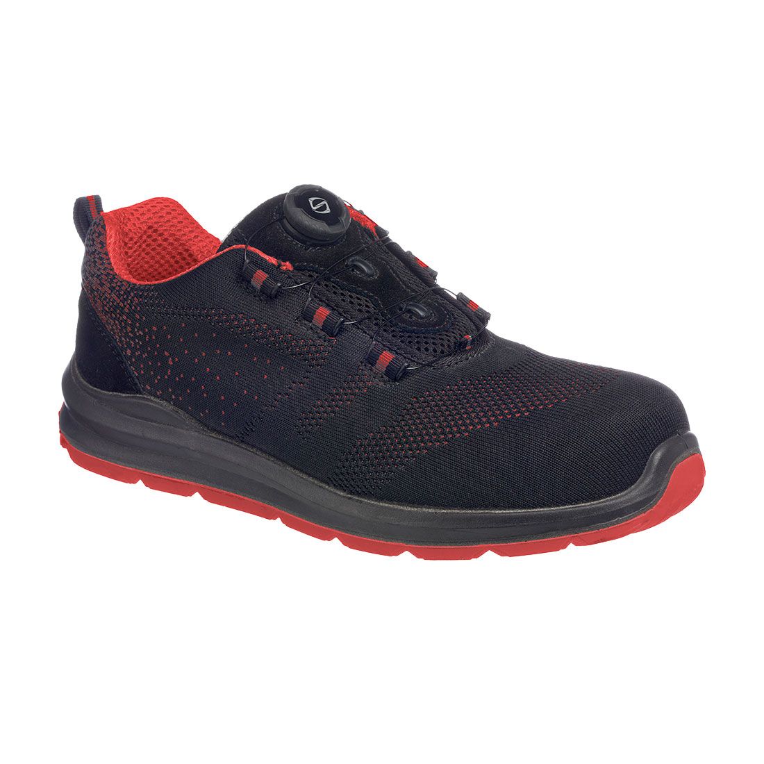 Portwest Compositelite Wire Lace Safety Trainer Knit S1P, 36, , Black/Red