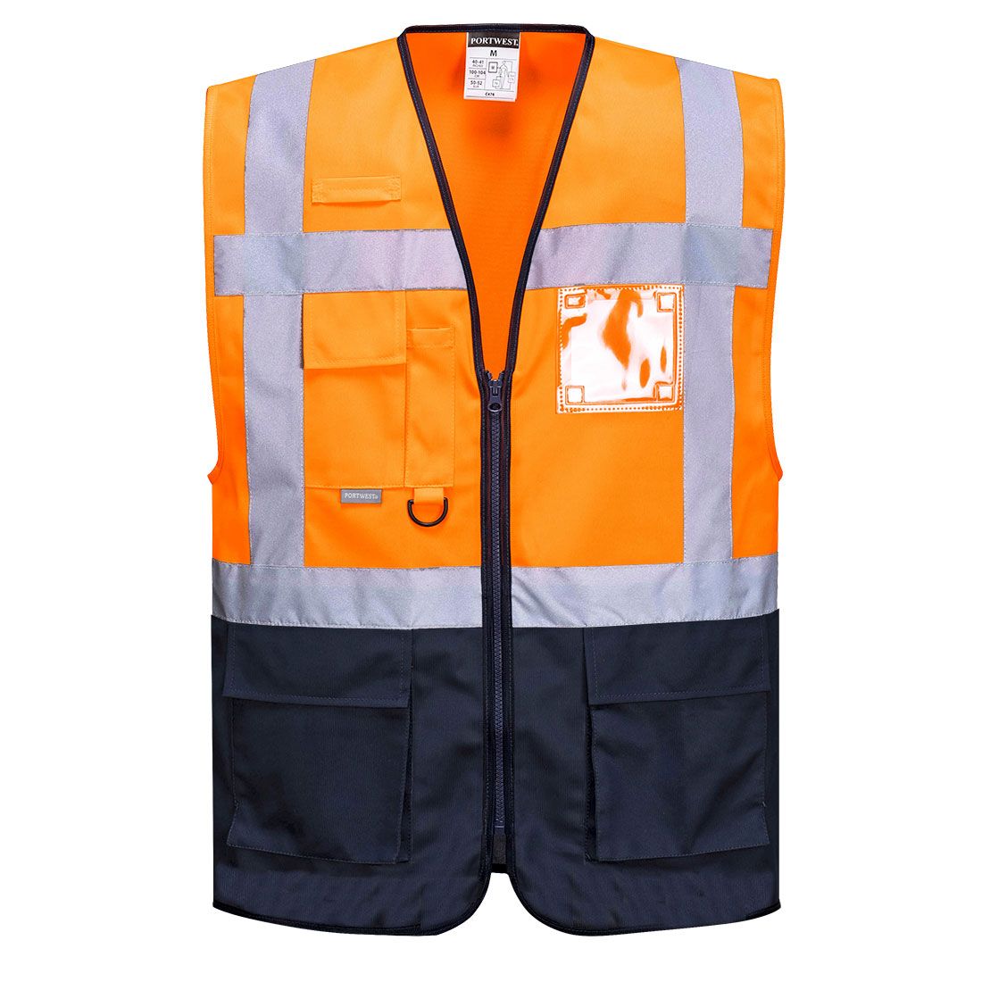 Warsaw Hi-Vis Contrast Executive Vest , L, R, Orange/Navy