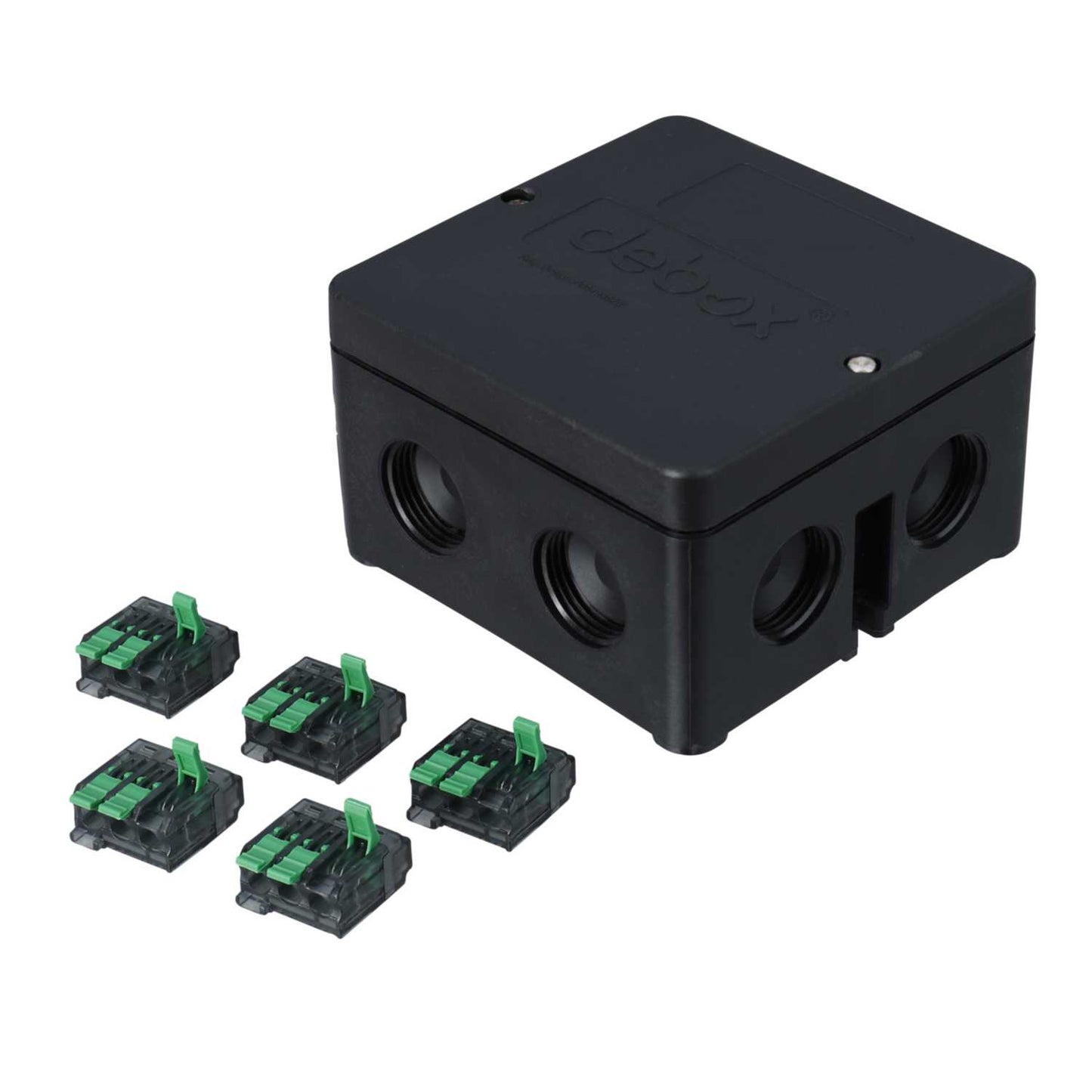 Hylec Debox 11 85mm x 85mm x 53mm Junction Box with Connectors Black IP66/67