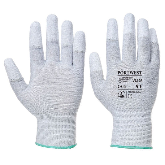 Vending Antistatic PU Fingertip Glove, S, R, Grey