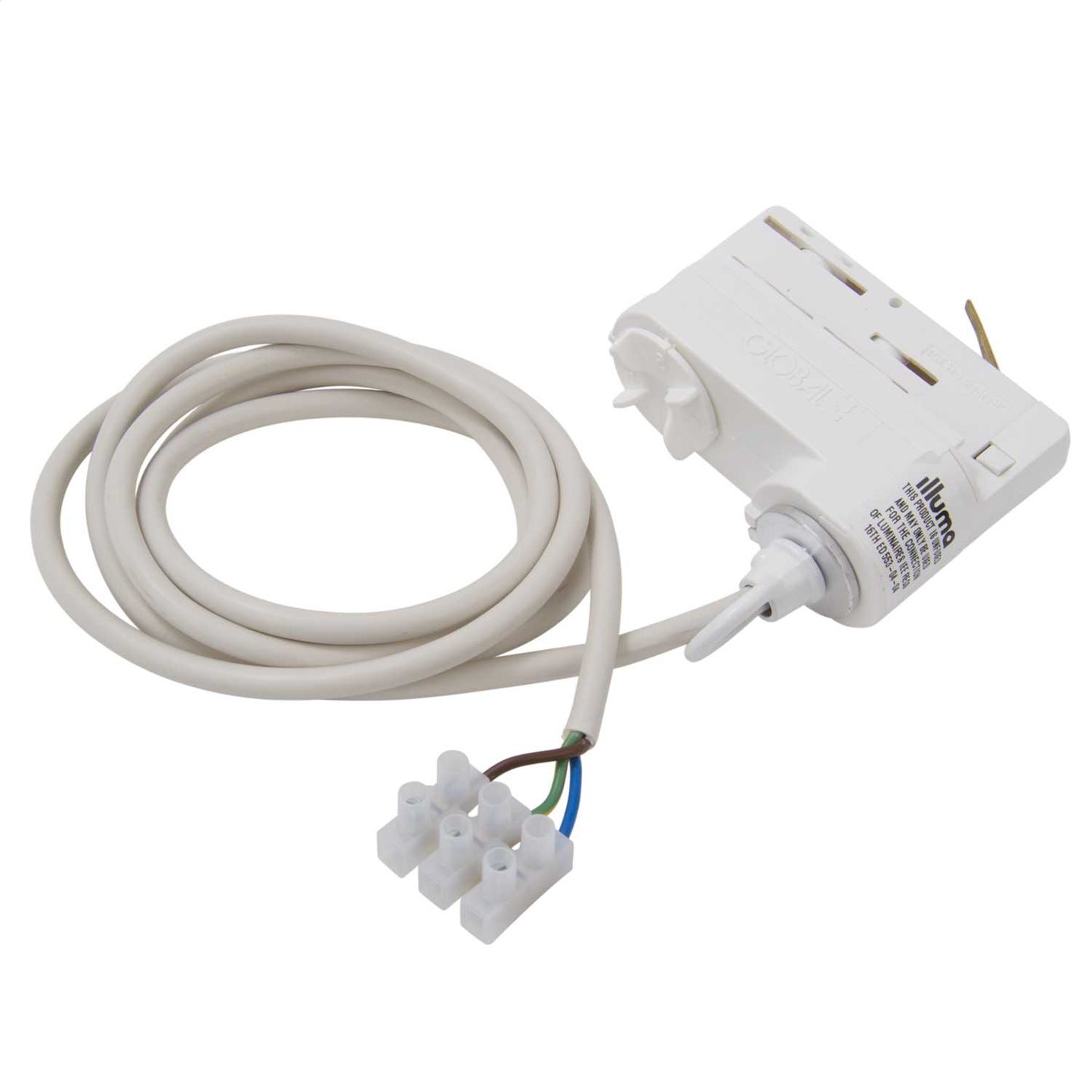 Illuma Switched Track Adaptor with Ring White for 3 Circuit Track and 1.5m Cable