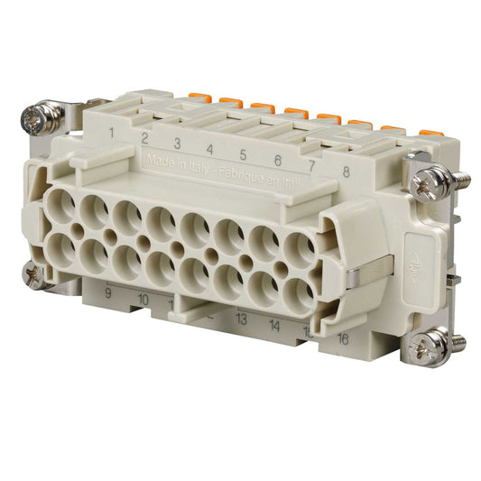 Ilme 16A 16 Pole + E Female Insert Spring Terminal Connections