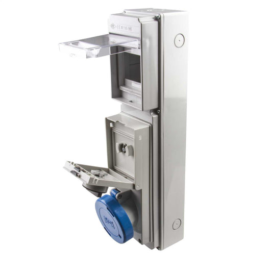 Ilme 32A 2P+E 230V Interlocked Switched Socket with RCD Compartment IP55