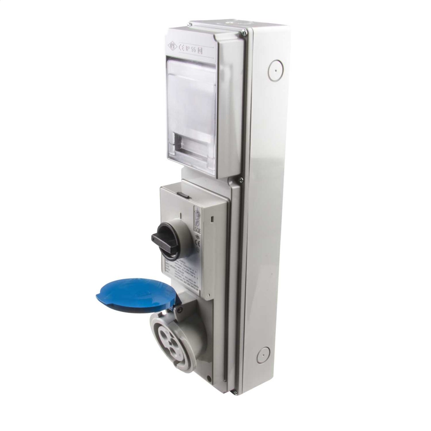 Ilme 32A 2P+E 230V Interlocked Switched Socket with RCD Compartment IP44