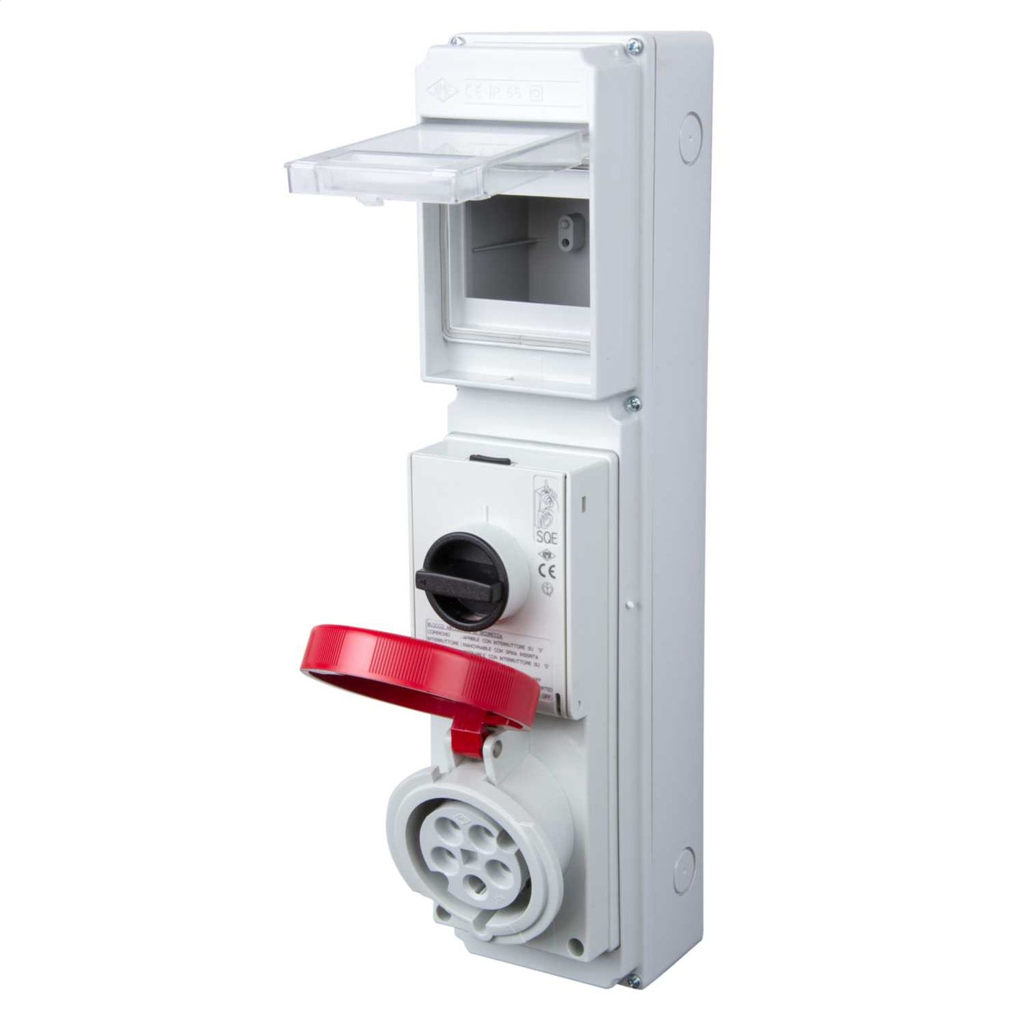 Ilme 32A 3P+N+E 415V Interlocked Switched Socket with RCD Compartment IP55