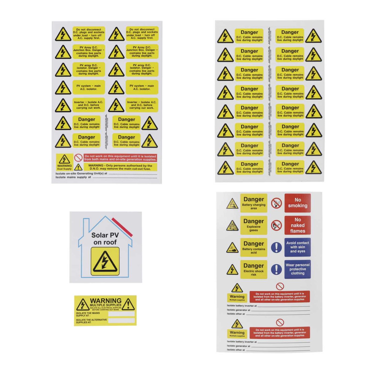 Industrial Signs Solar Contractor Labels Pac