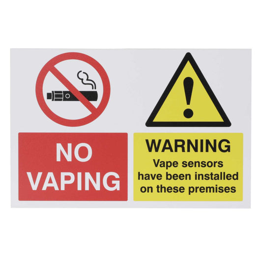 Industrial Signs 150mm x 225mm No Vaping Warning Sensors Installed Rigid PVC Sign