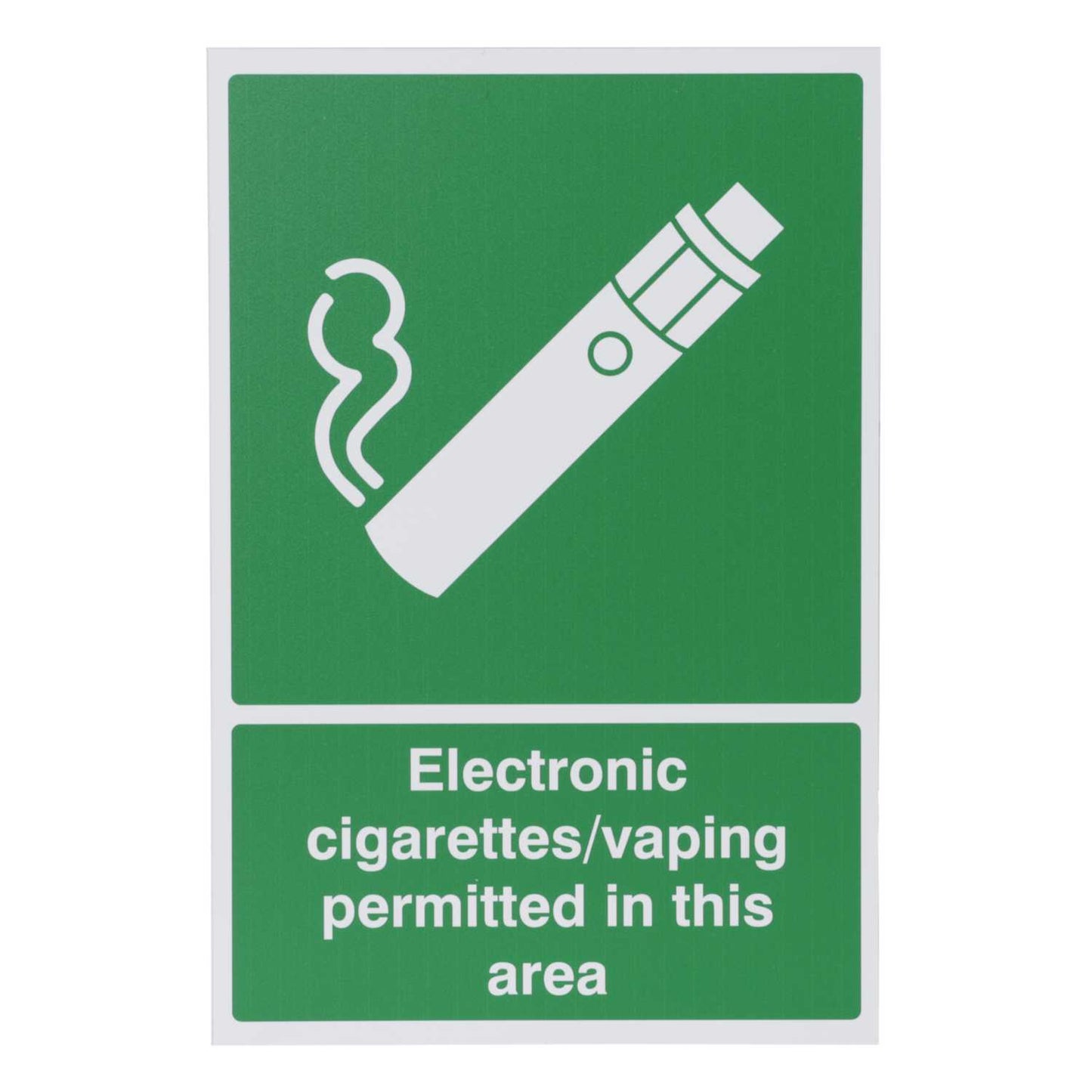 Industrial Signs 150mm x 225mm Electronic Cigarettes Vaping Permitted Rigid PVC S/A Sign