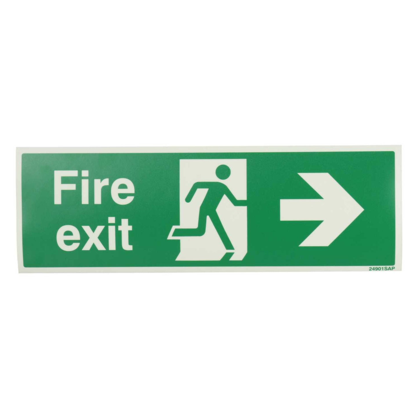 Industrial Signs 300mm x 100mm Fire Exit Arrow Right Self Adhesive Photoluminescent Sign