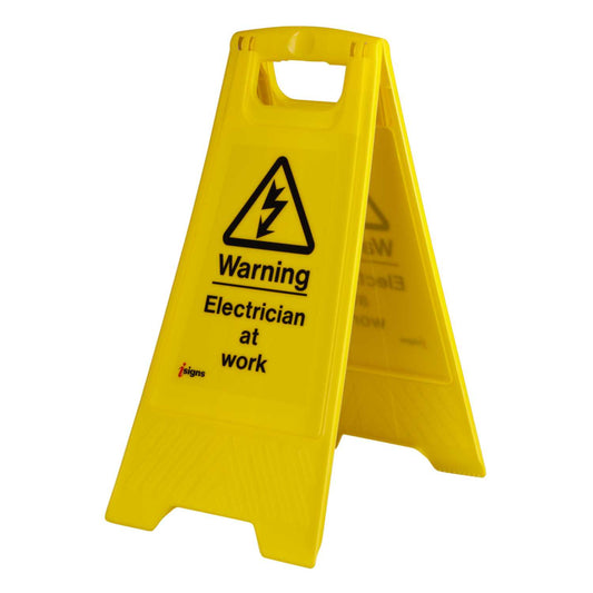 'Warning Electrician at Work' Free Standing Floor Sign