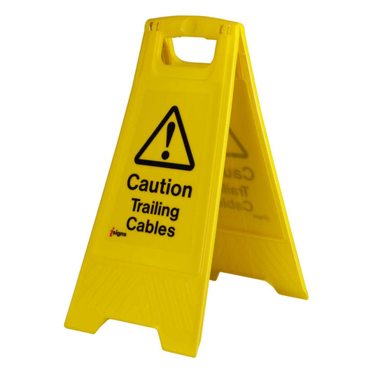 'Caution Trailing Cables' Free Standing Floor Sign
