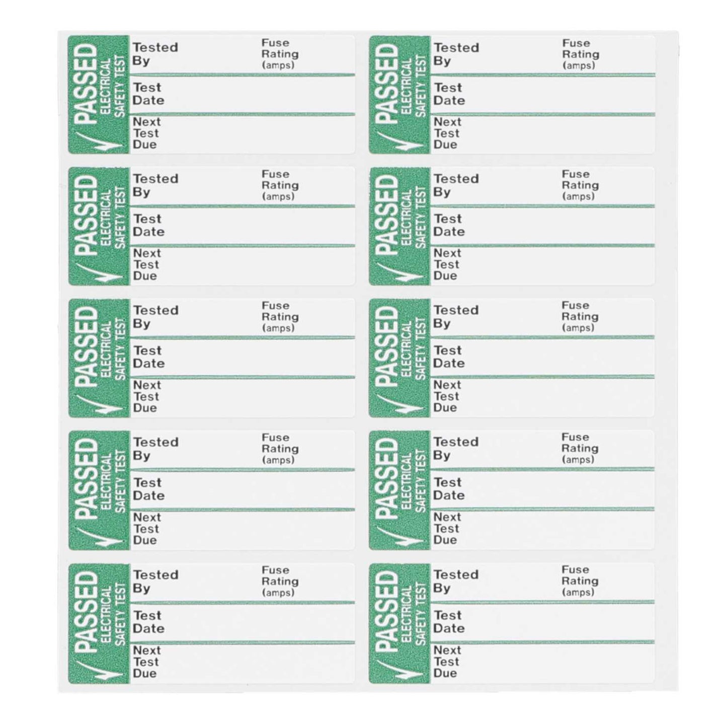 Industrial Signs 35mm x 15mm Passed Electrical Safety Test Label (Pack of 50)