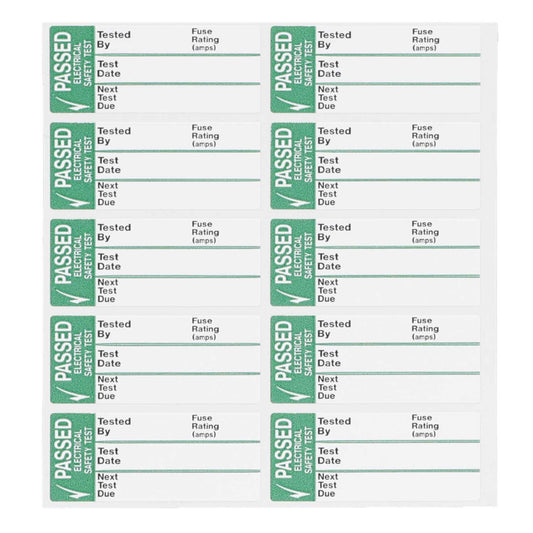 Industrial Signs 35mm x 15mm Passed Electrical Safety Test Label (Pack of 50)