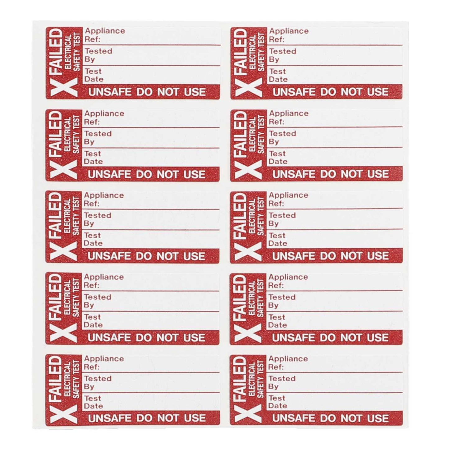 Industrial Signs 35mm x 15mm Failed Safety Test Label (Pack of 50)