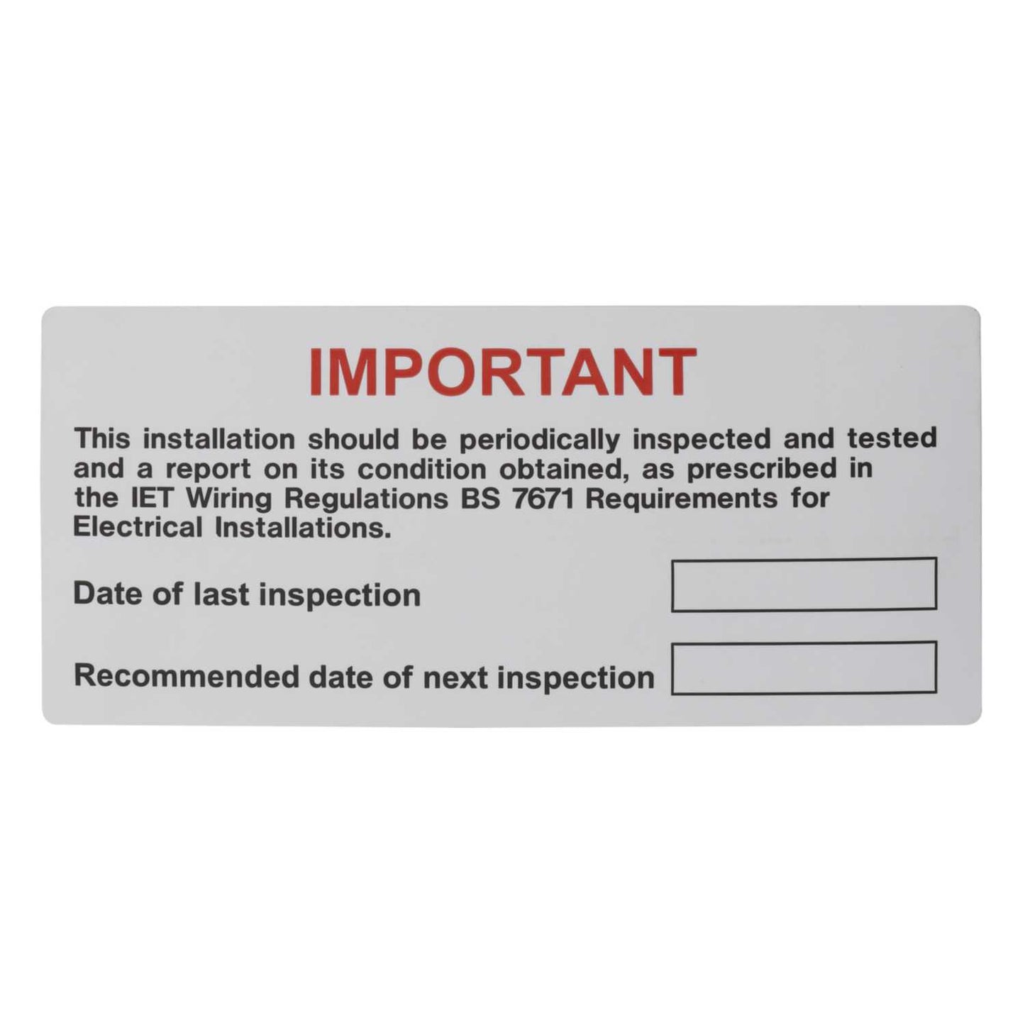 Industrial Signs 130mm x 60mm Periodic Inspection and Testing Label (Roll of 100)