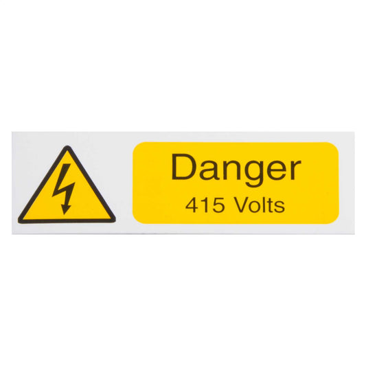 Industrial Signs 75mm x 25mm Danger 415 Volts Label (Pack of 10)