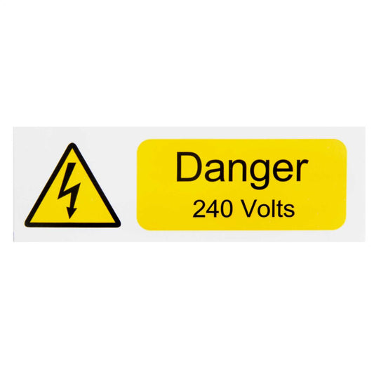 Industrial Signs 75mm x 25mm Danger 240 Volts Label (Pack of 10)
