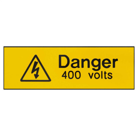 Industrial Signs 75mm x 25mm Danger 400 Volts Engraved Label (Pack of 5)
