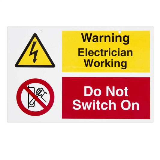 150mm x 225mm Electrician Working Do Not Switch On Label (Sold in 1's)