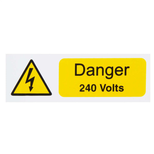 Industrial Signs 75mm x 25mm Danger 240 Volts Label (Pack of 5)