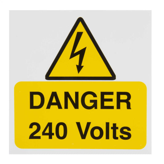 Industrial Signs 75mm x 75mm Danger 240 Volts Label (Pack of 10)