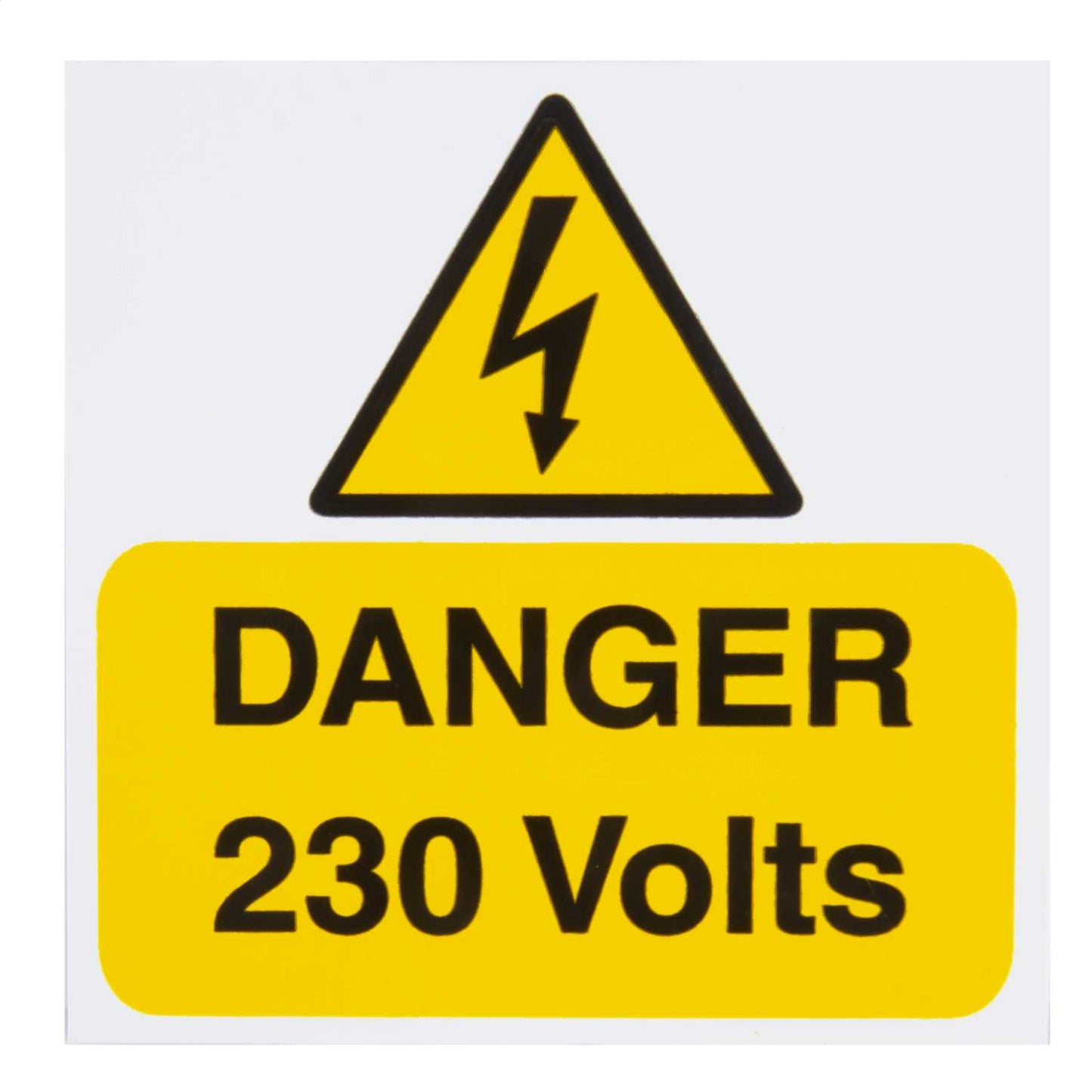 Industrial Signs 75mm x 75mm Danger 230 Volts Label (Pack of 5)