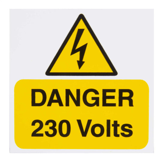 Industrial Signs 75mm x 75mm Danger 230 Volts Label (Pack of 5)