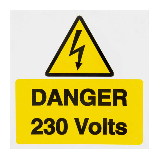 Industrial Signs 75mm x 75mm Danger 230 Volts Label (Pack of 10)