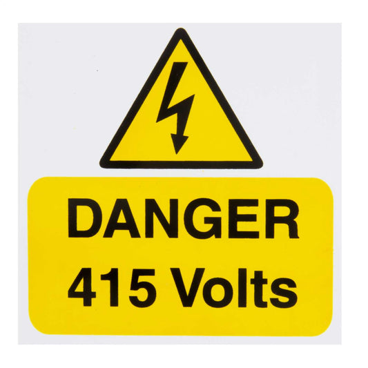 Industrial Signs 75mm x 75mm Danger 415 Volts Label (Pack of 5)