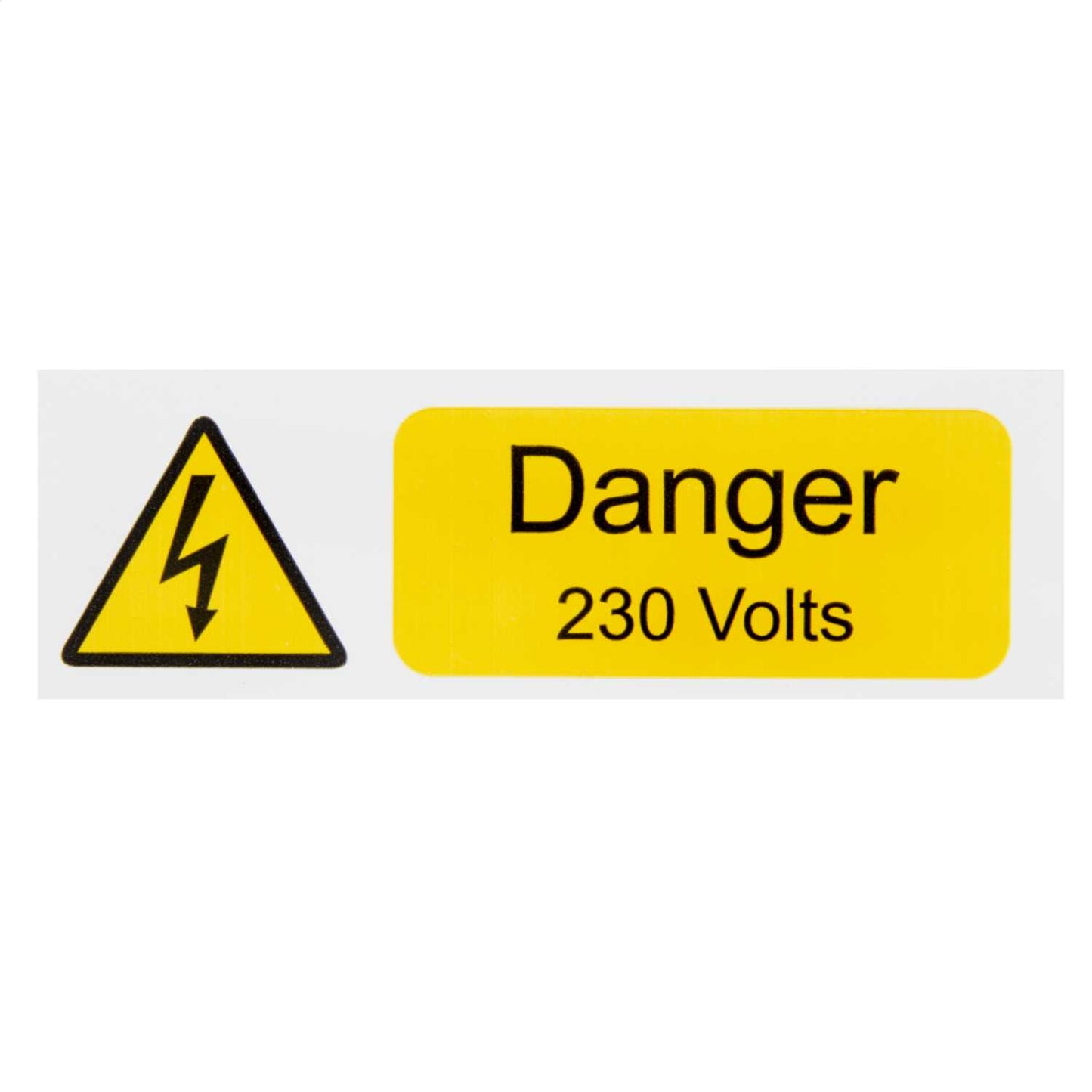 Industrial Signs 75mm x 25mm Danger 230 Volts Label (Pack of 10)