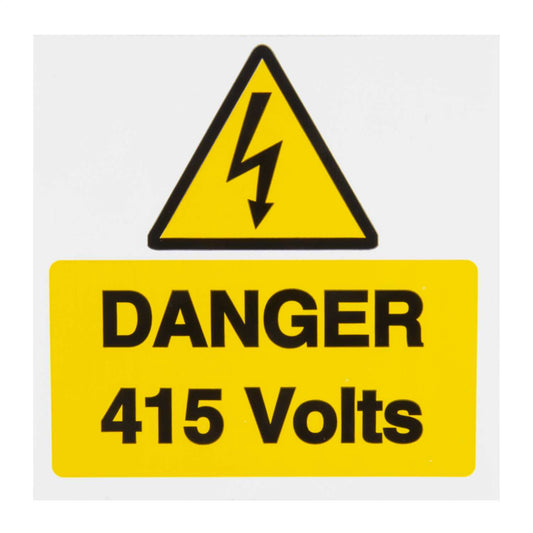 Industrial Signs 75mm x 75mm Danger 415 Volts Label (Pack of 10)