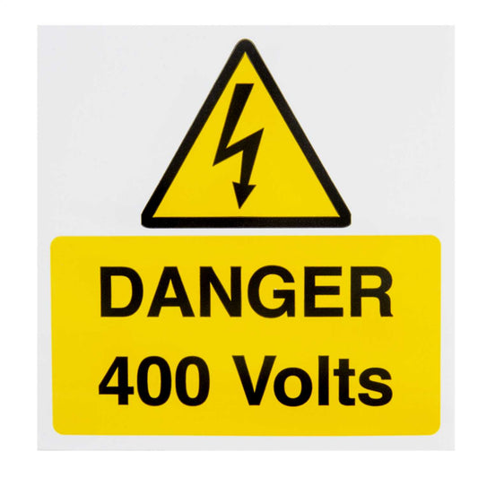 Industrial Signs 75mm x 75mm "Danger 400 Volts" Self Adhesive Vinyl Label (Pack of 10)
