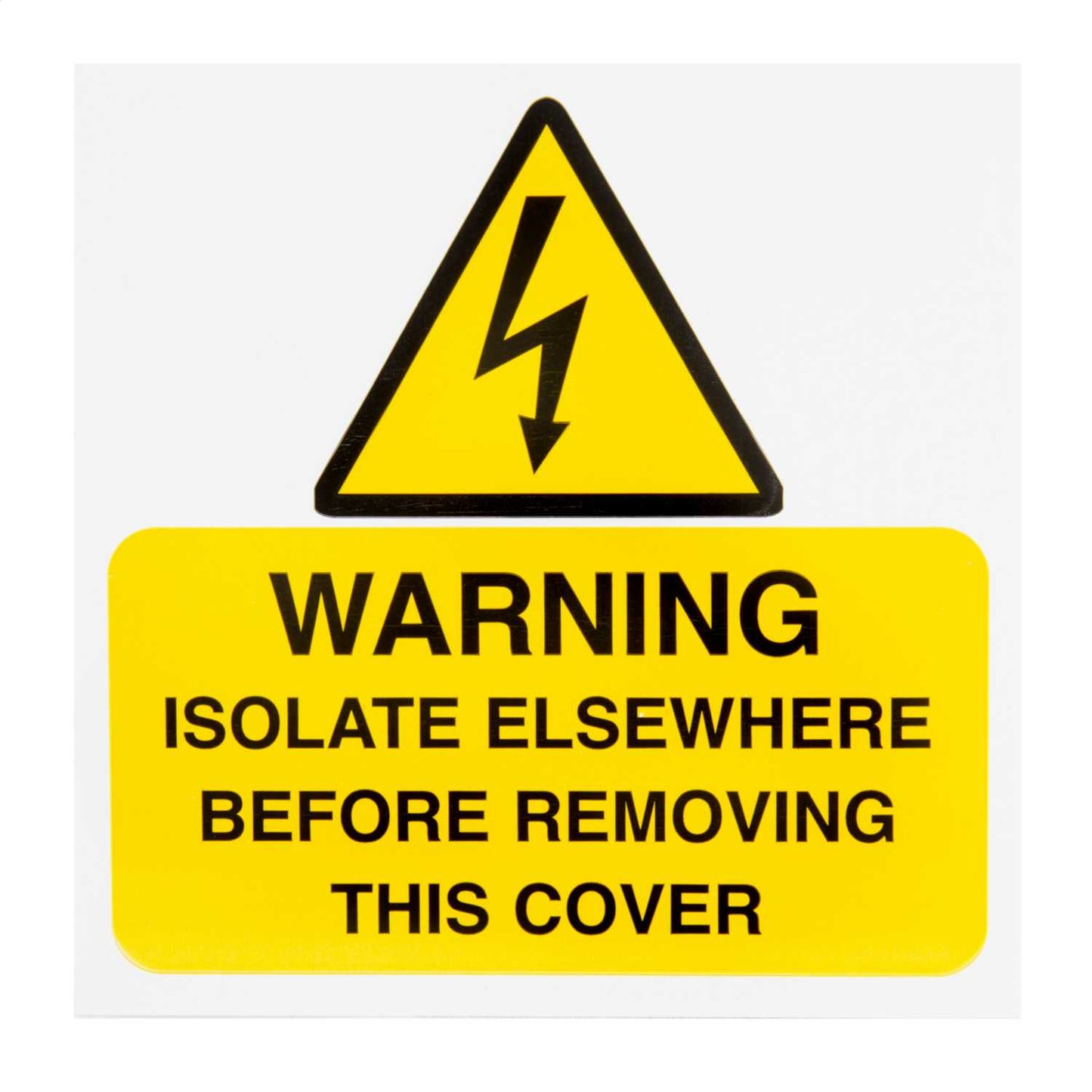 Industrial Signs 75mm x 75mm Warning Isolate Elsewhere Label (Pack of 10)
