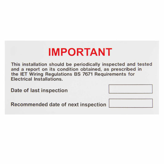 Industrial Signs 130mm x 60mm Periodic Inspection and Testing Label (Pack of 10)