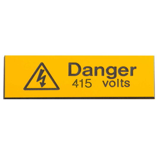Industrial Signs 75mm x 25mm Danger 415 Volts Engraved Label (Pack of 5)
