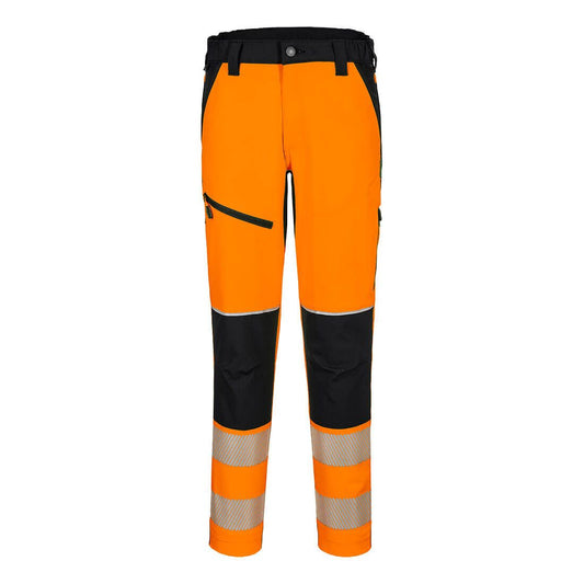PW3 Hi-Vis Stretch Trouser, L, R, Orange/Black