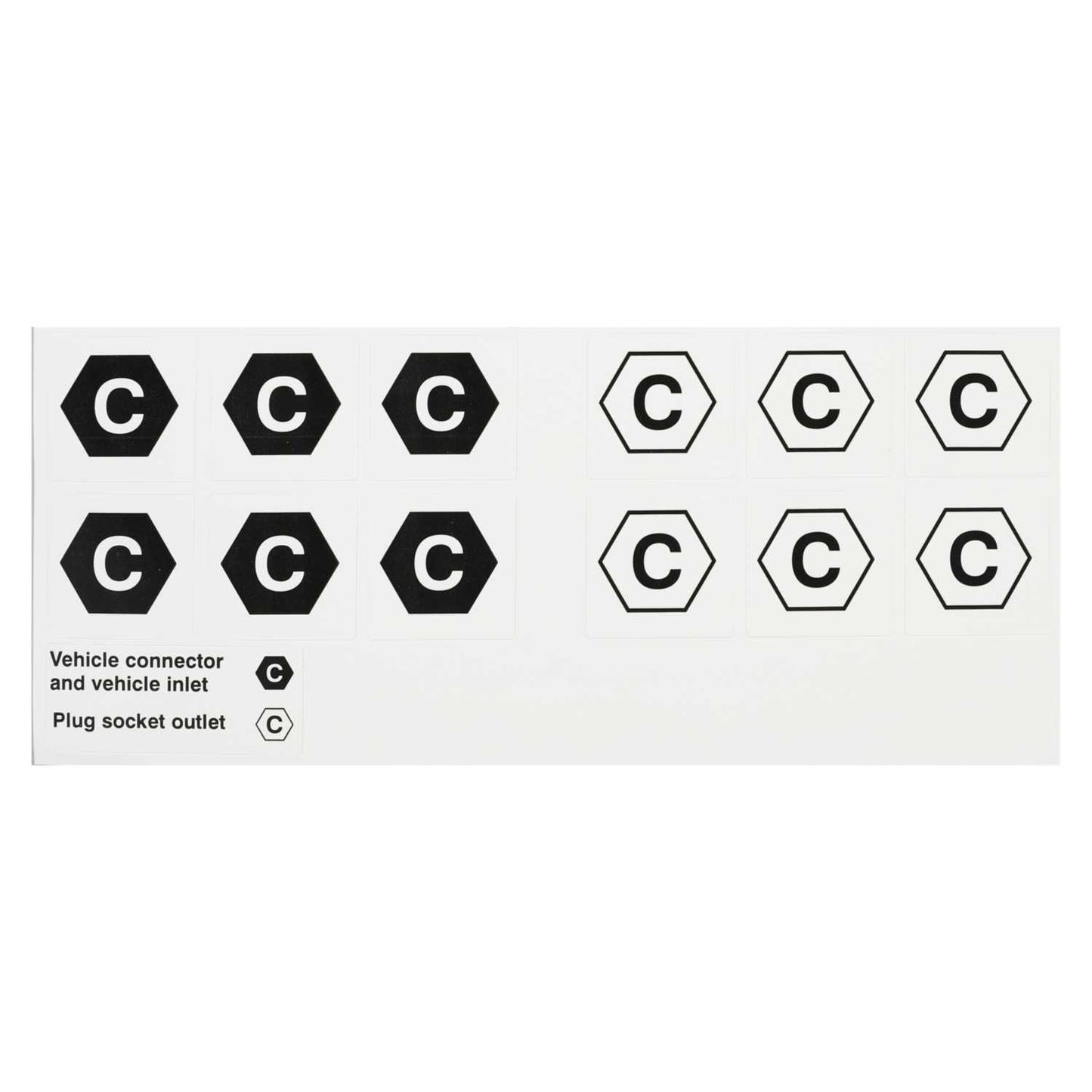 Industrial Signs 20mm x 20mm Vehicle Inlet / Plug Socket Outlet Label (Pack of 12)