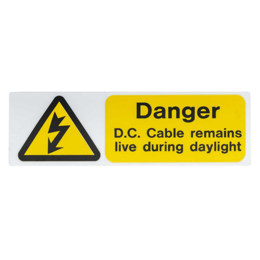 Industrial Signs Over Laminated DC Cable Remains Live Label (Roll of 250)
