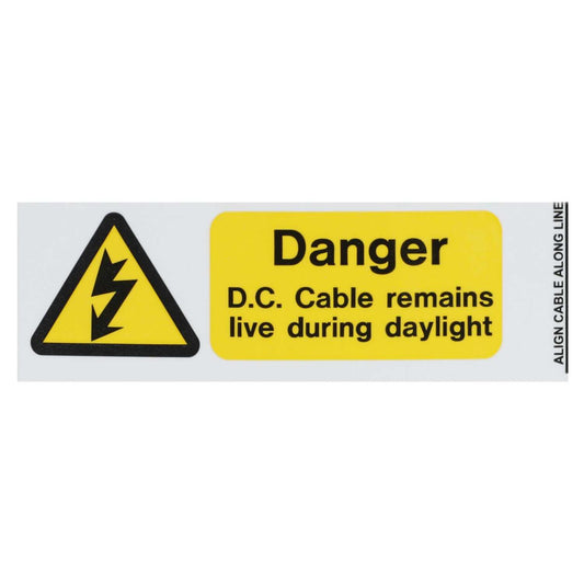 Industrial Signs Over Laminated D.C Cable Remains Live Wrap Around Label (5 sheets of 8)