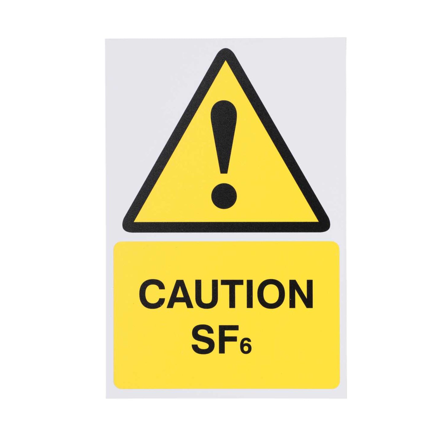 Industrial Signs Caution SF6 Self Adhesive Rigid PVC Sign