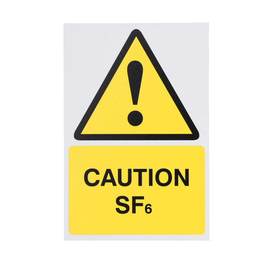 Industrial Signs Caution SF6 Self Adhesive Rigid PVC Sign