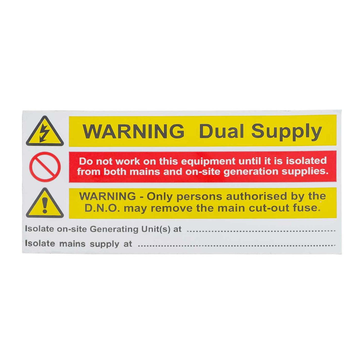 Industrial Signs Dual Supply Notice Label (Pack of 10)